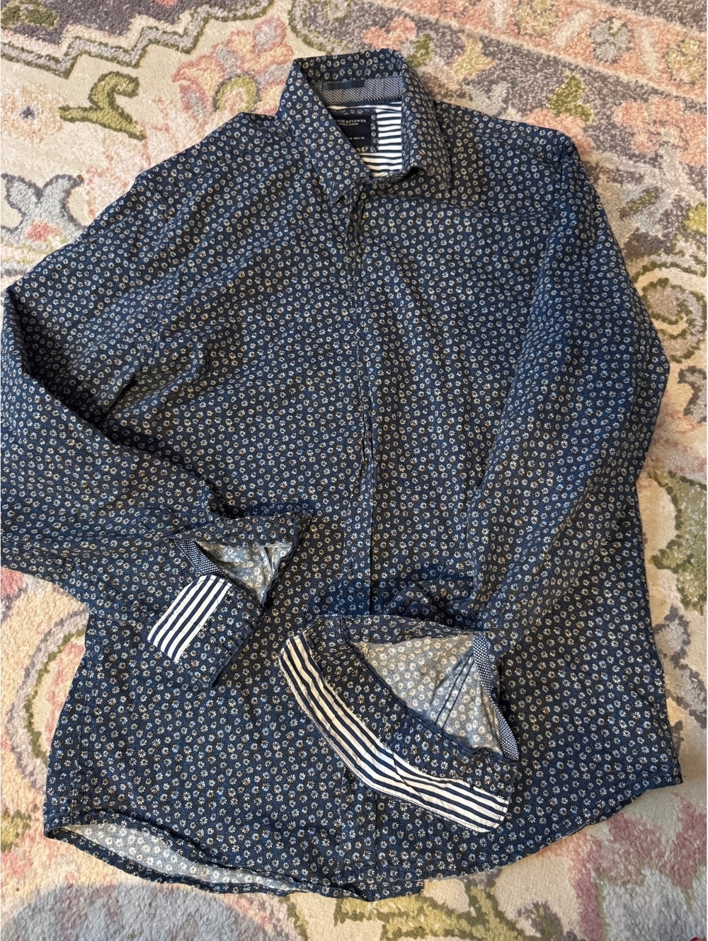 Denim & flower button up